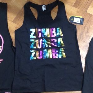 Zumba zumba zumba iridescent letters tank top